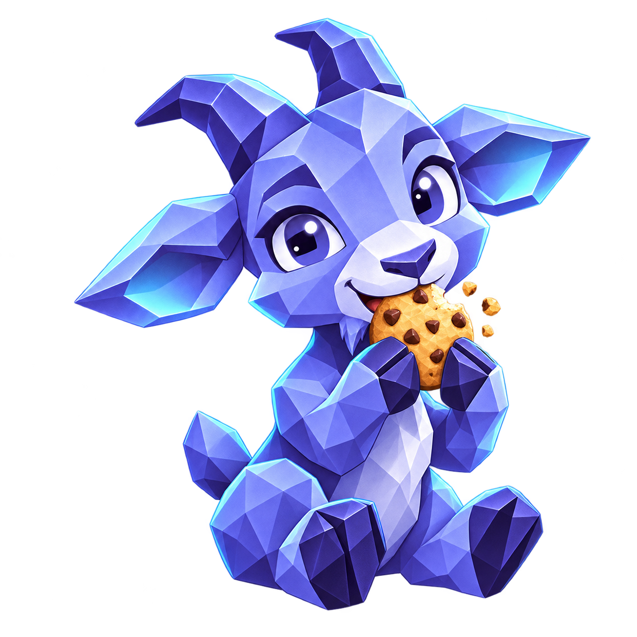 Byte happily eating a chocolate-chip cookie