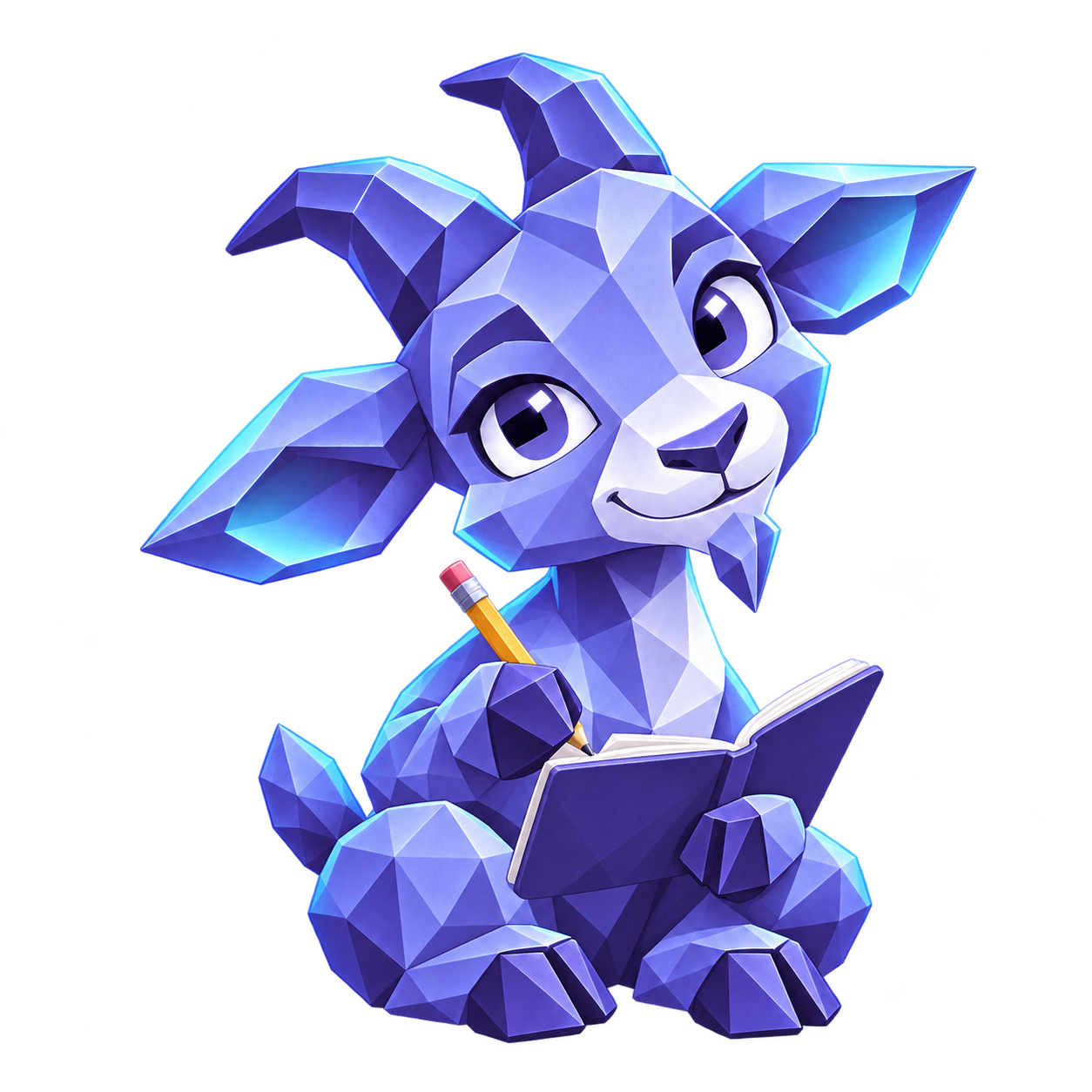 Byte with a notebook, ready for your next idea
