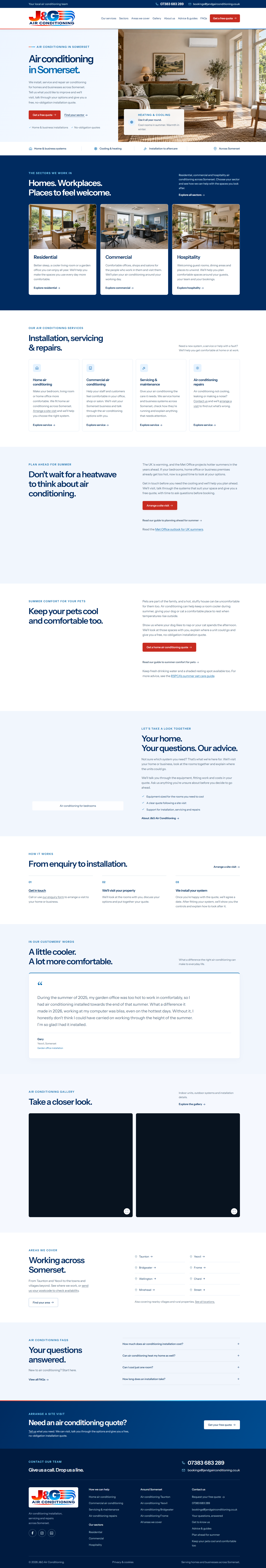 J&G Air Conditioning website screenshot
