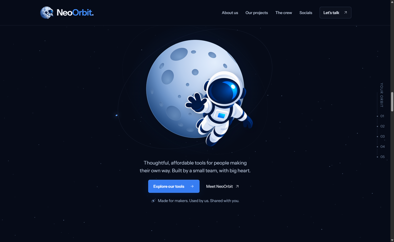 NeoOrbit website screenshot